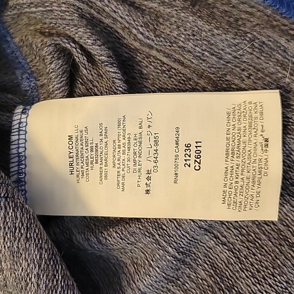 Hurley Men's Small H2O-Dri Modern Pullover Hoody Signal Blue Grey Lined Soft - Picture 14 of 14